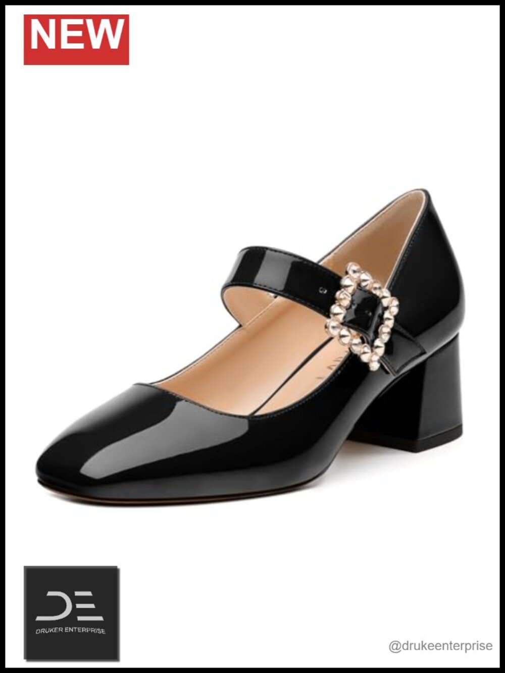 Women's Square Toe Rhinestone Buckle Low Heel Pumps Backstrap Wedding Work